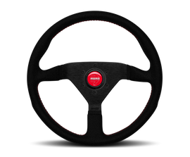 Momo Montecarlo Alcantara Steering Wheel 320 mm - Black/Red Stitch/Black Spokes