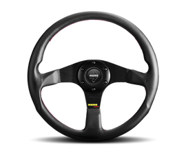 Momo Tuner Steering Wheel 320 mm - Black Leather/Red Stitch/Black Spokes