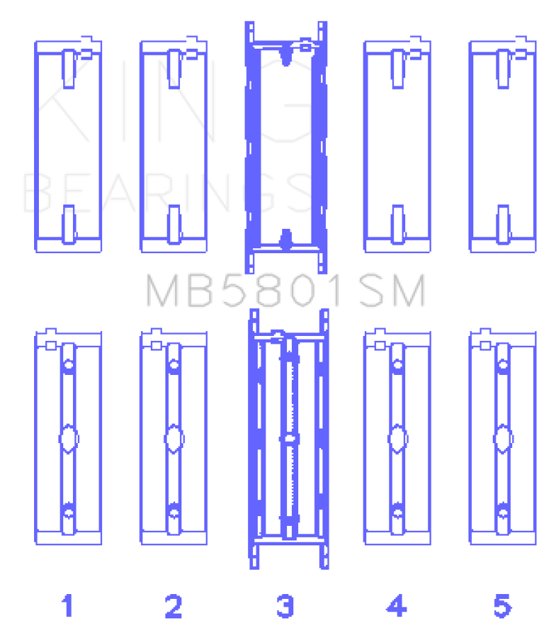 King BMW N63/S63 Crankshaft Main Bearing Set - Size +0.50mm